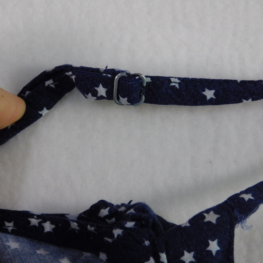 GapKids Romper Girls Size M 8 Blue Star Print Raw Indigo Ruffle Neck - Picture 6 of 9